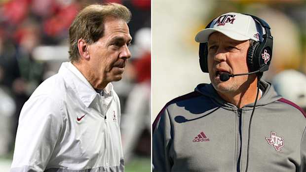 Alabama coach Nick Saban and Texas A&M coach Jimbo Fisher.
